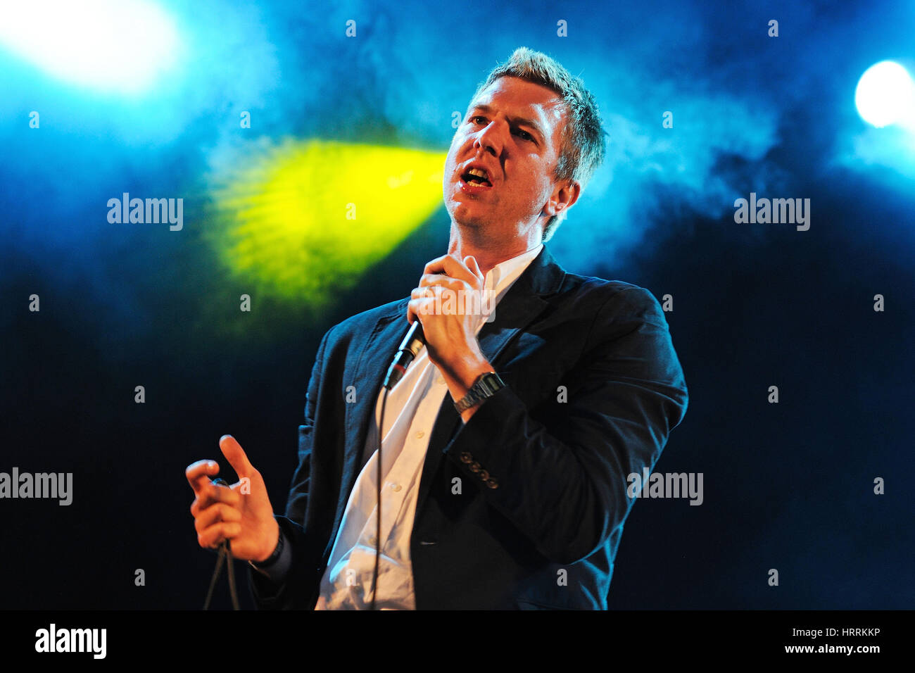 BARCELONA, SPAIN - MAY 30: The Walkmen band performs at Arc de Triomf for free on May 30, 2012 in Barcelona, Spain. San Miguel Primavera Sound Festiva Stock Photo