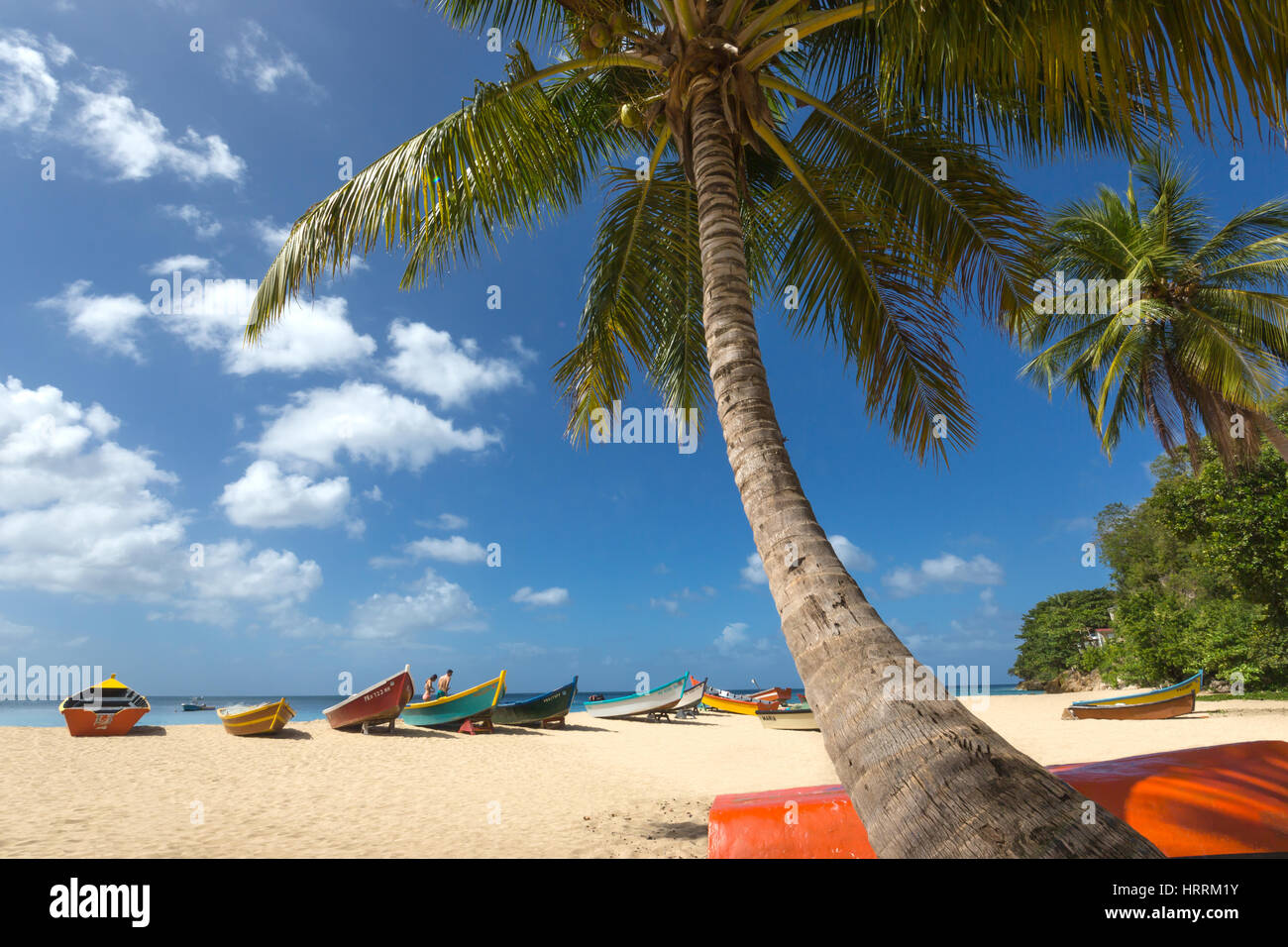 BRIGHTLY PAINTED YOLA FISHING BOATS CRASH BOAT BEACH AGUADILLA PUERTO