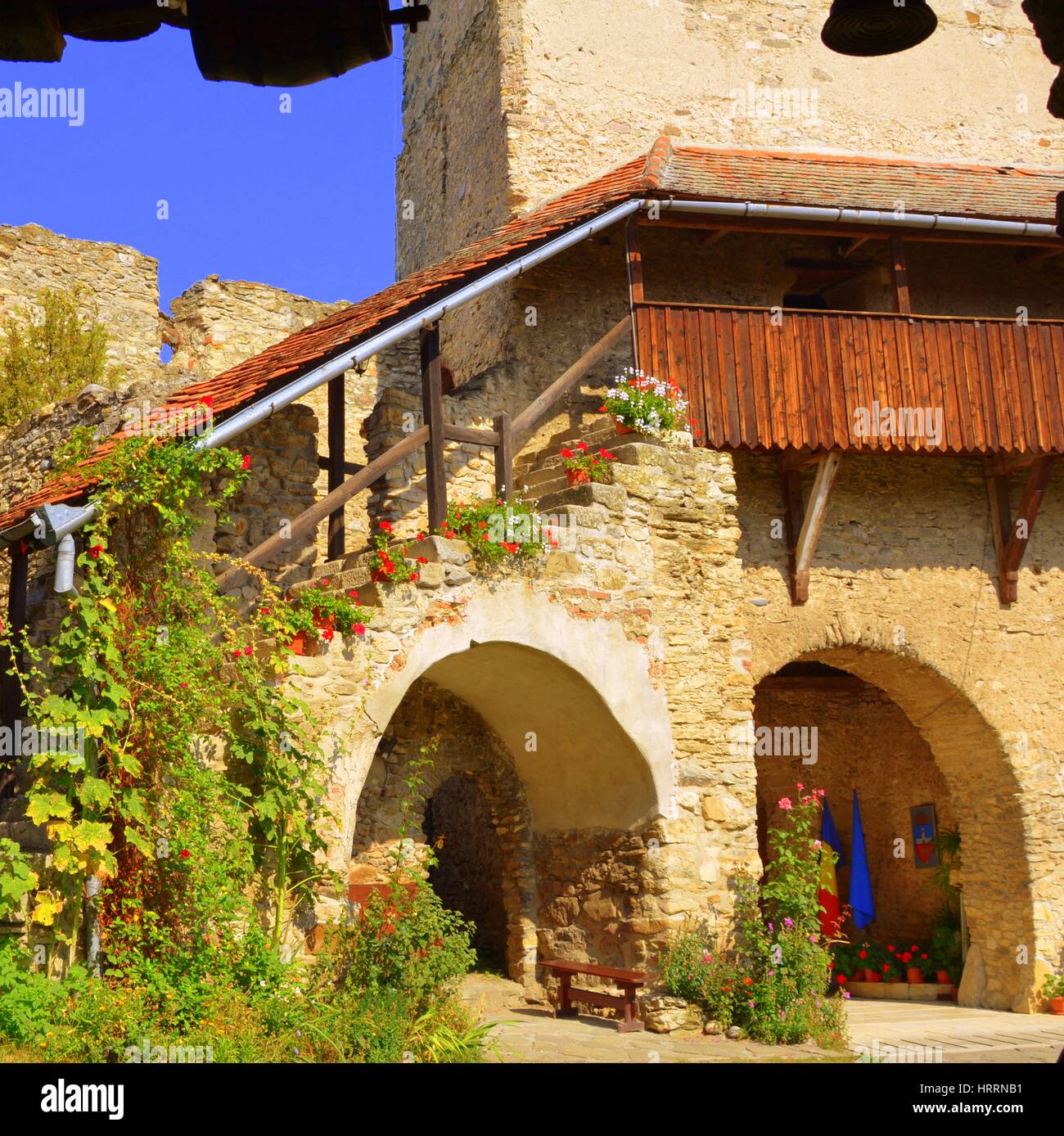Calnic Courtyard of the medieval fortified saxon church in Calnic ...