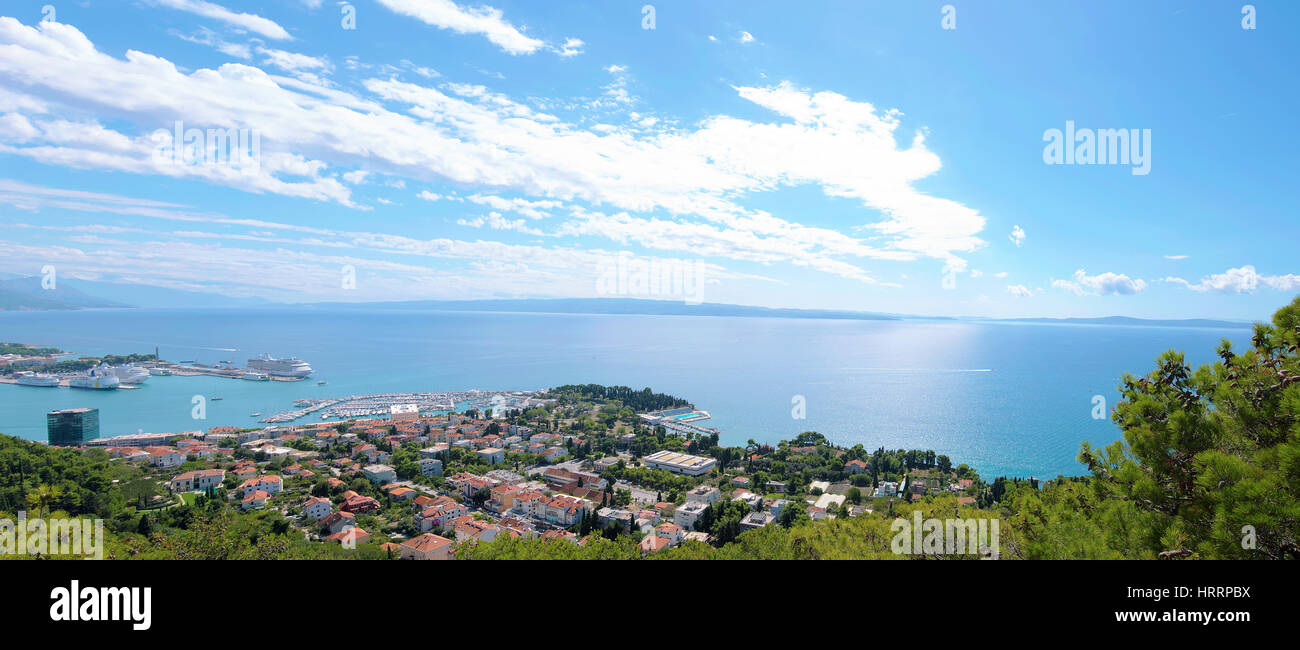 Beautiful Panoramic view of Split and mediterranean sea Stock Photo