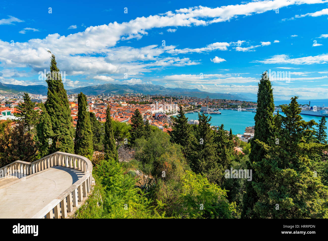 View of Split from Marjan Hill on a sunny day Stock Photo