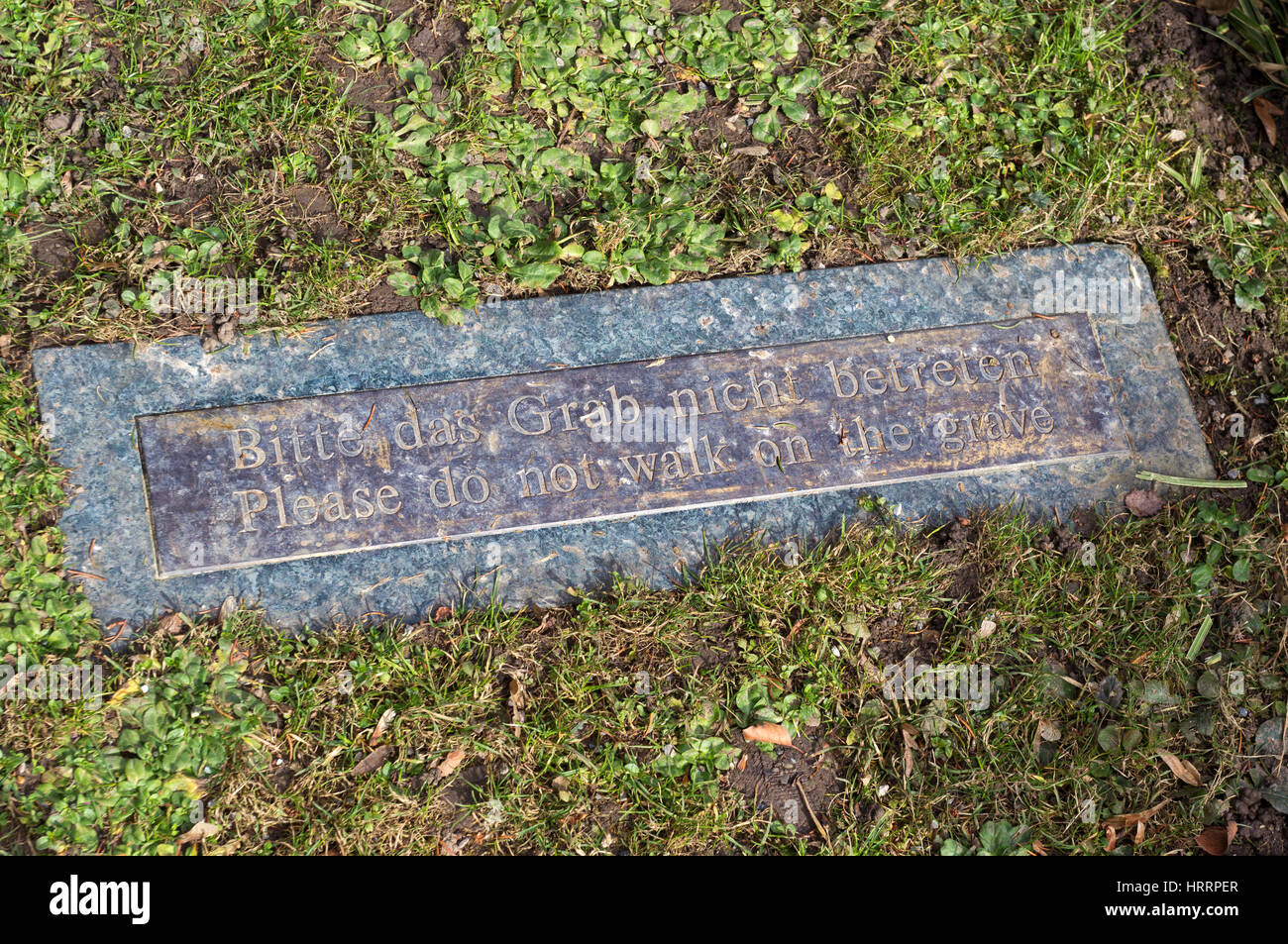 Please do not walk on the Grave -  James Joyce's Grave, Friedhof Fluntern, Zurich Stock Photo
