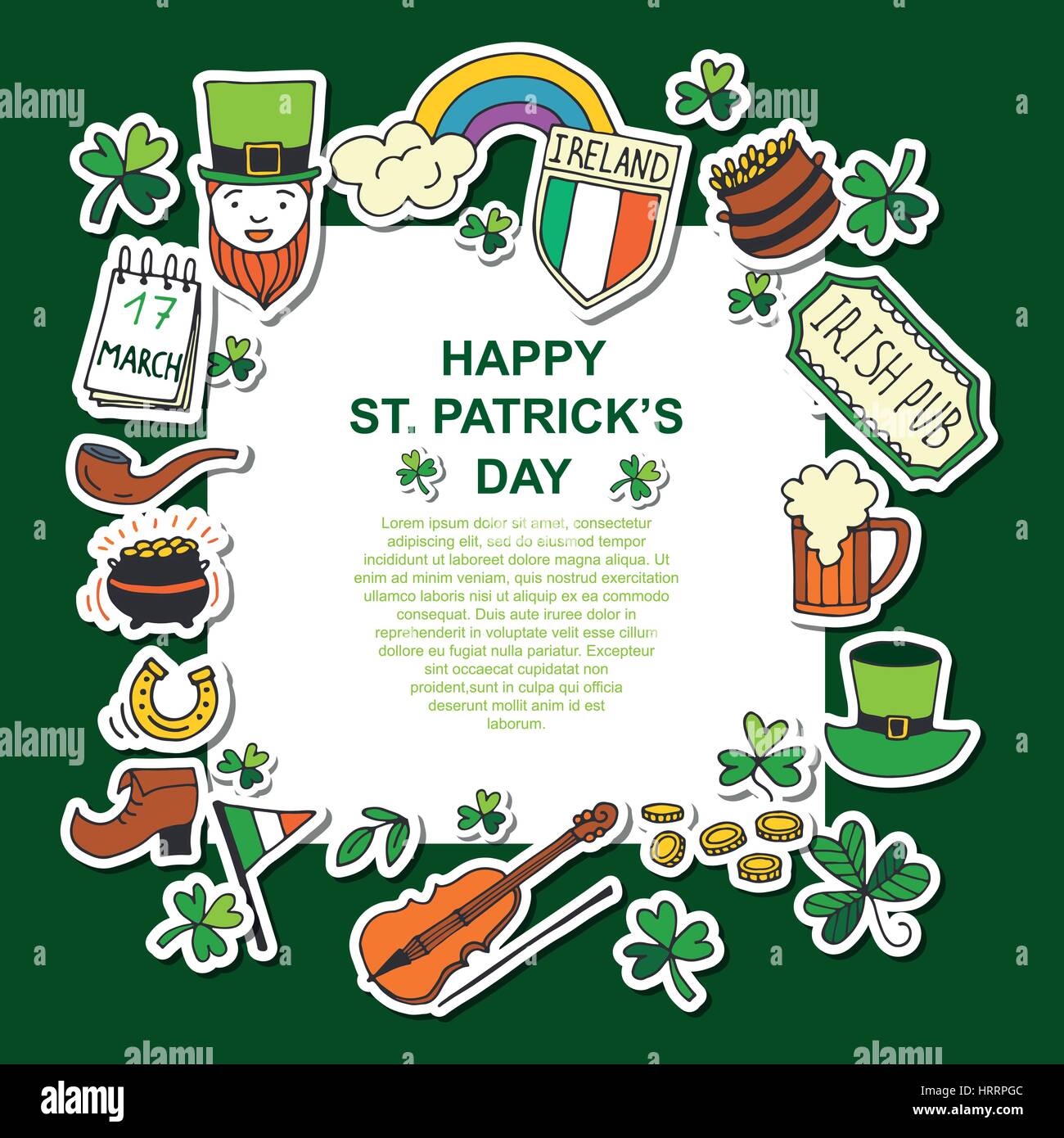 Saint Patrick S Day Traditional Symbols Collection Stock Vector Image Art Alamy