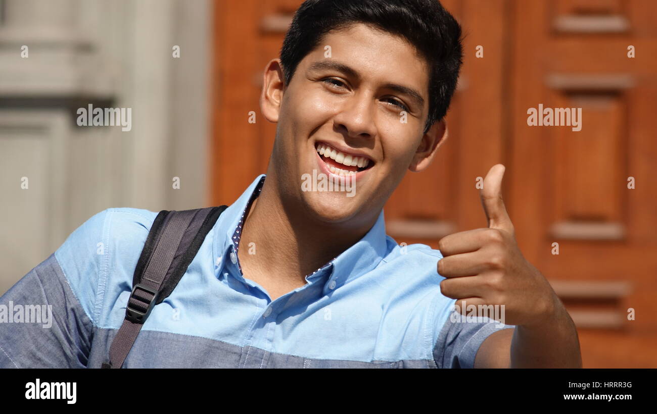 Male Student Thumbs Up Stock Photo - Alamy