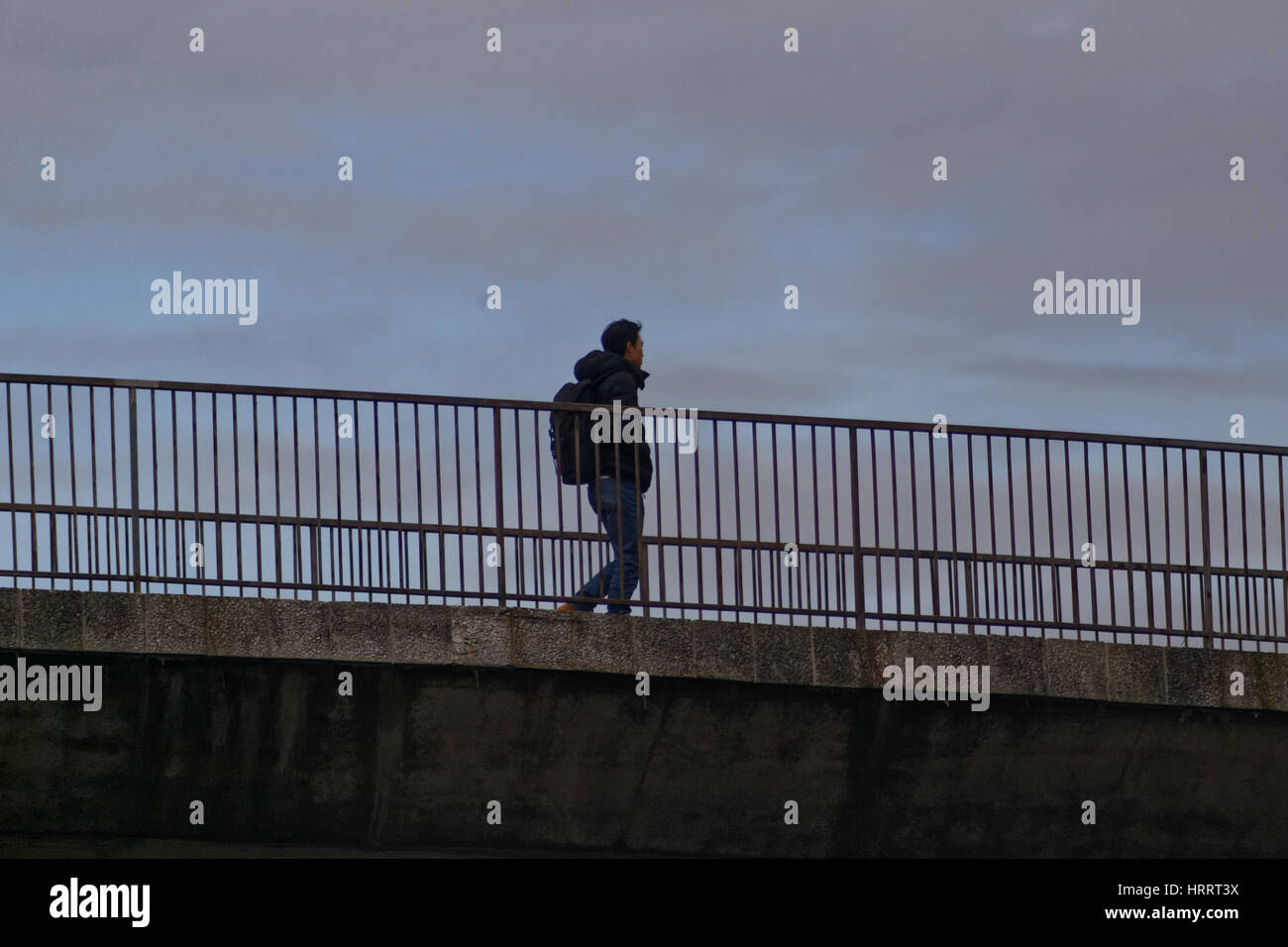 cityscape individual alone walking Stock Photo