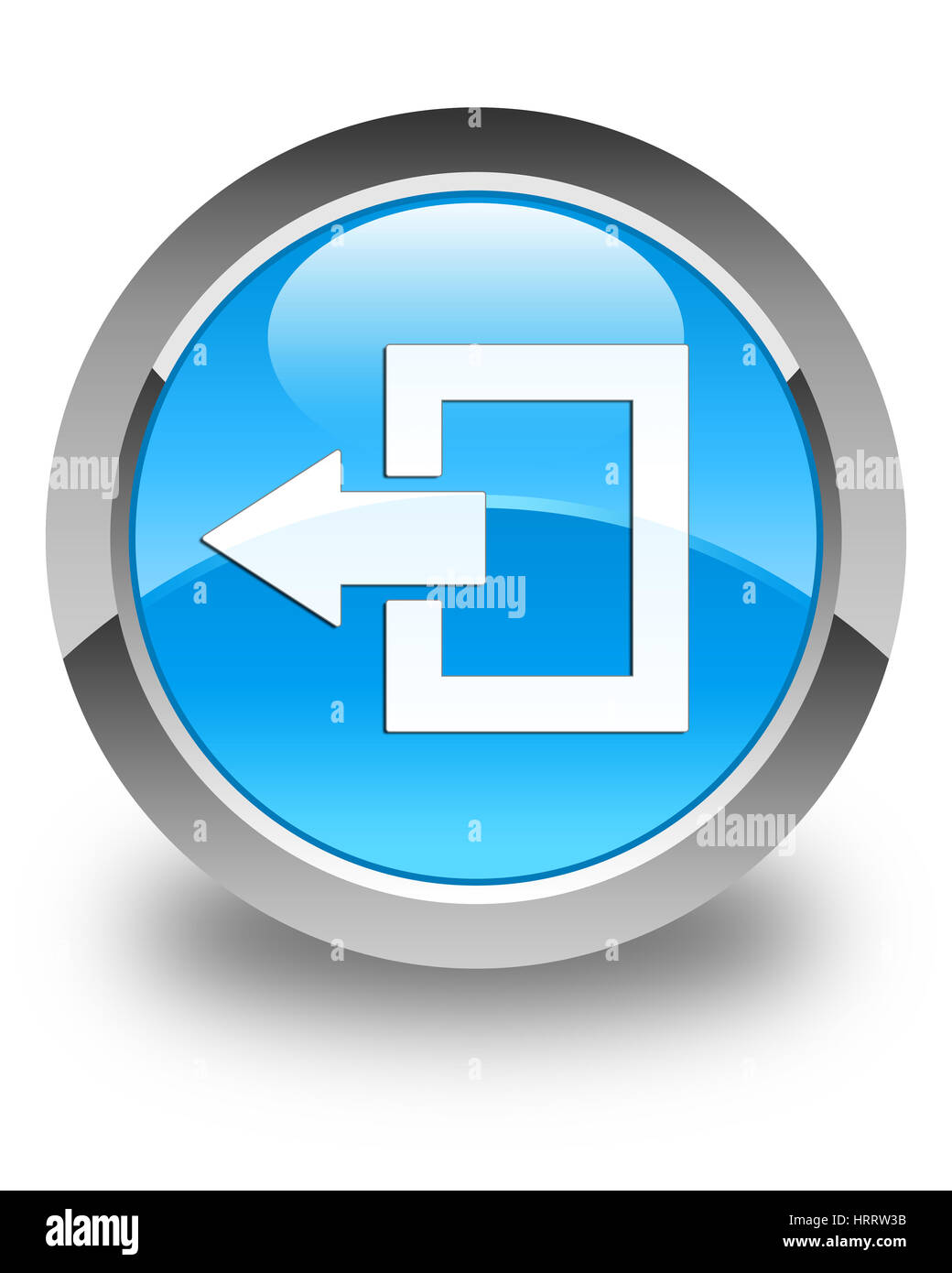 Logout icon isolated on glossy cyan blue round button abstract