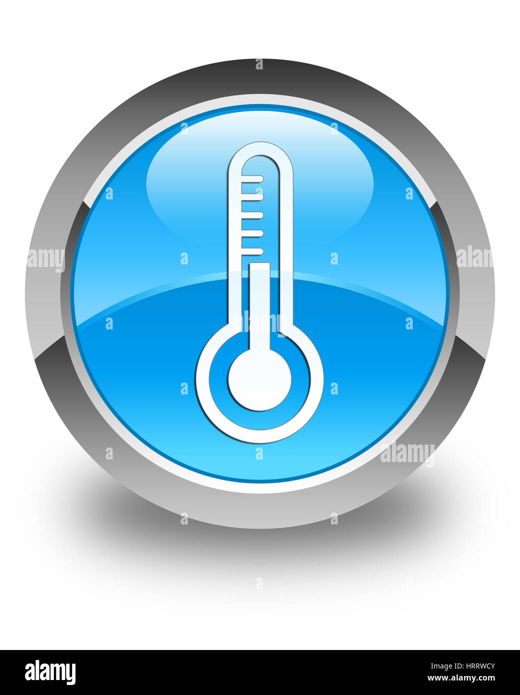 Thermometer icon isolated on glossy cyan blue round button abstract illustration Stock Photo