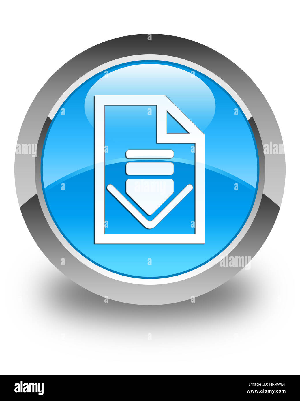 Download document icon isolated on glossy cyan blue round button ...