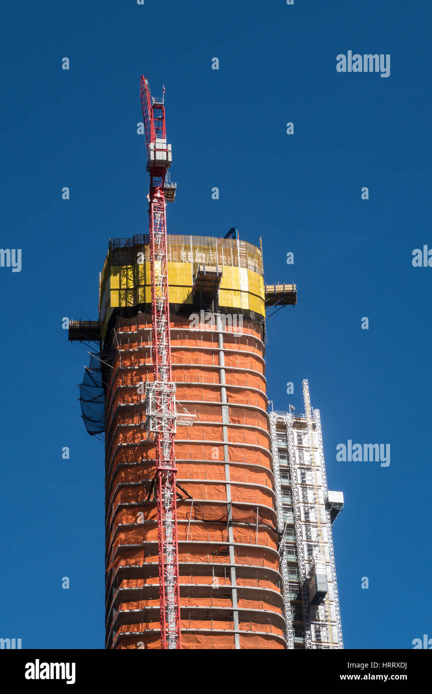Skyscraper under Construction in Lower Manhattan, NYC, USA Stock Photo