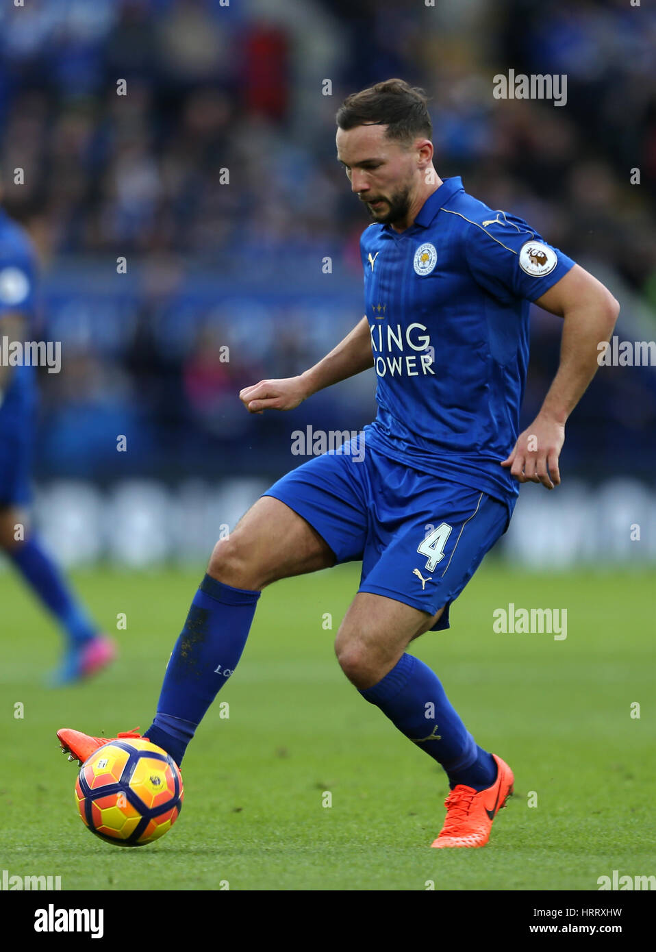 Leicester City's Daniel Drinkwater during the Premier League match at the King Power Stadium, Leicester. PRESS ASSOCIATION Photo. Picture date: Saturday March 4, 2017. See PA story SOCCER Leicester. Photo credit should read: Steven Paston/PA Wire. RESTRICTIONS: No use with unauthorised audio, video, data, fixture lists, club/league logos or 'live' services. Online in-match use limited to 75 images, no video emulation. No use in betting, games or single club/league/player publications. Stock Photo