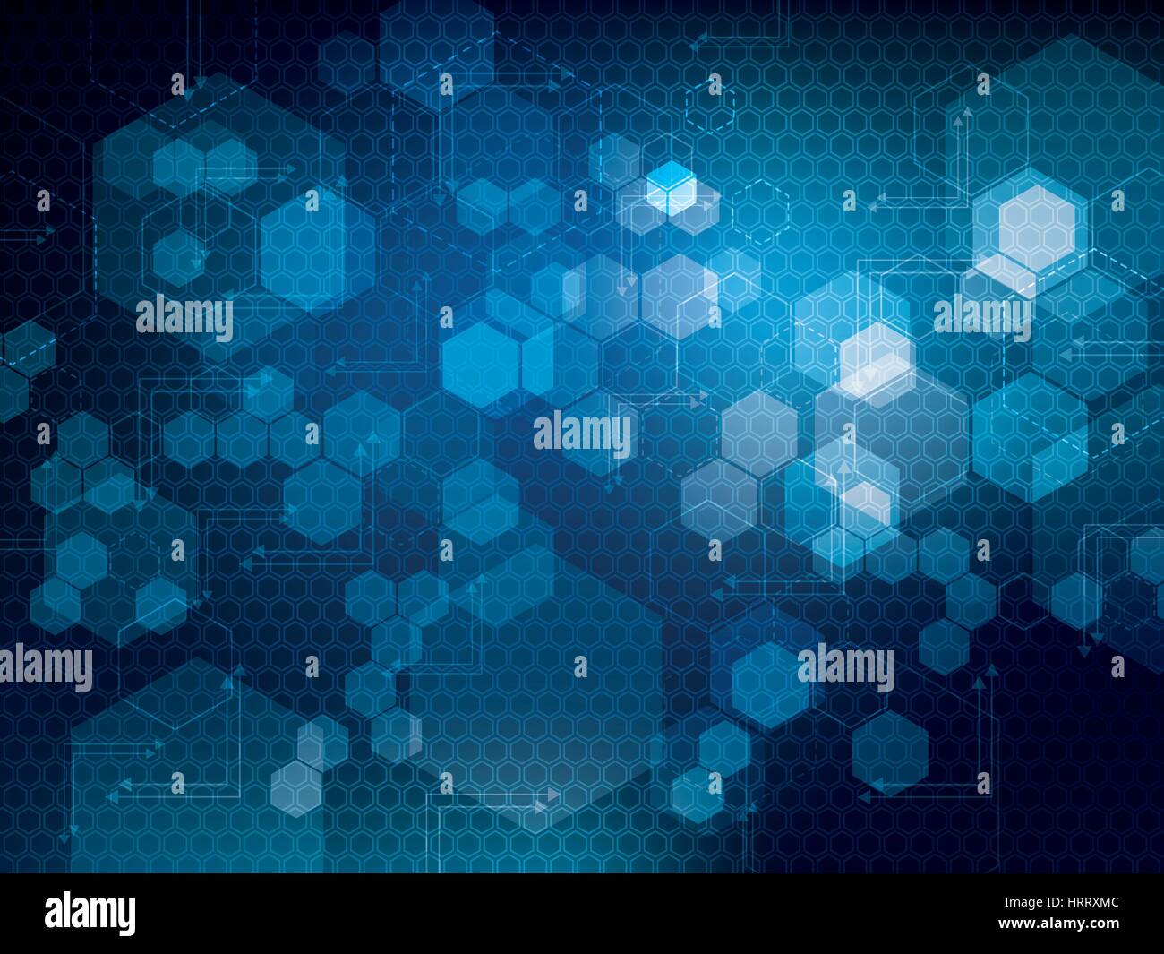 abstract technology background with hexagons Stock Vector