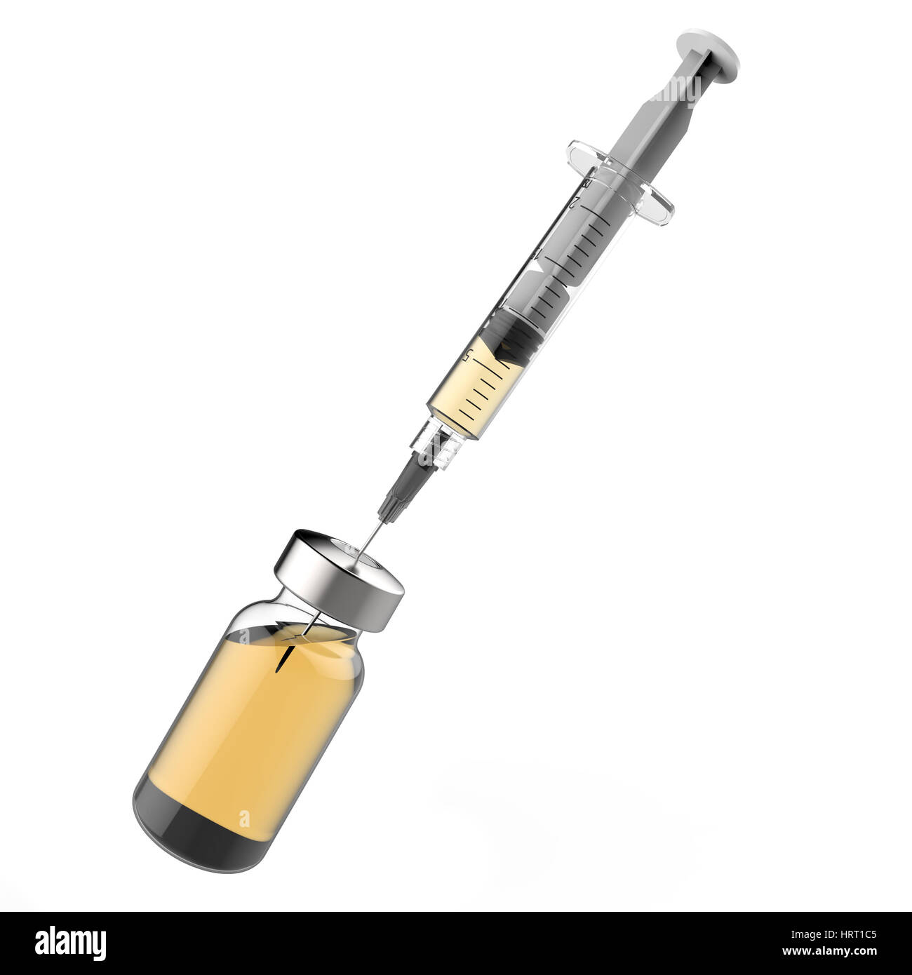 Syringe and vaccine 3D rendering Stock Photo
