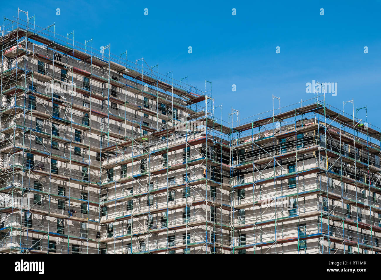 building construction site with scaffolding - building industry Stock Photo