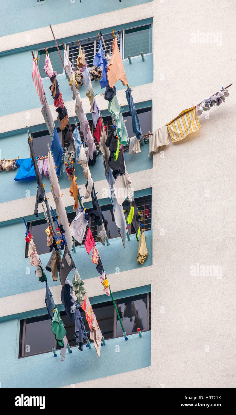 High Rise Daundry Dryers, laundry on dryers at a high-rise tenement, Little India ...