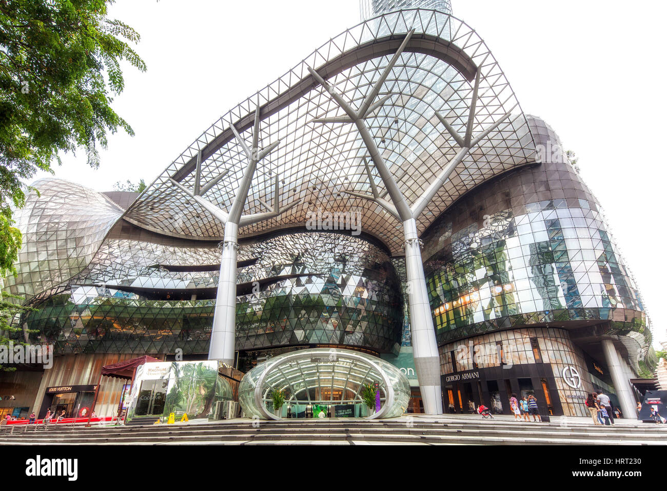 Access to the rapid transit MRI before the Ion Orchard shopping center, Orchard Road, modern architecture, Central Area, Central Business District, Si Stock Photo