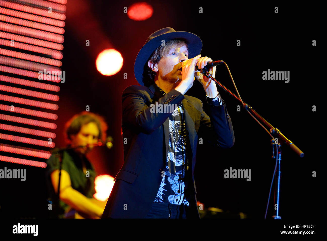 MADRID - SEP 13: Beck (legendary musician, singer and songwriter) performance at Dcode Festival on September 13, 2014 in Madrid, Spain. Stock Photo