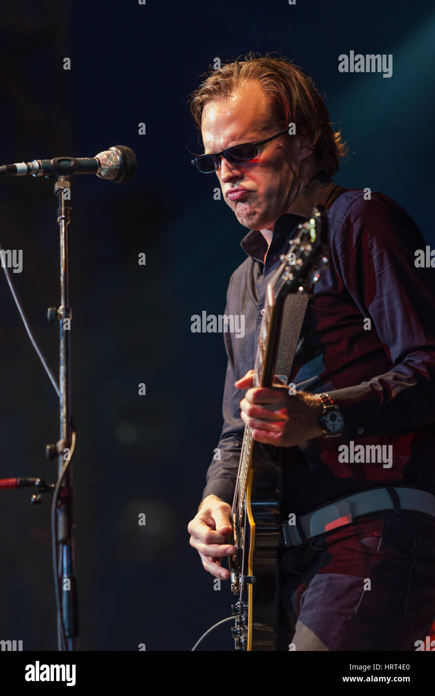 Joe Bonamassa, Byron Bay Bluesfest, April 1, 2010. Bonamassa is an American blues rock guitarist, singer songwriter, influenced by British musicians. Stock Photo