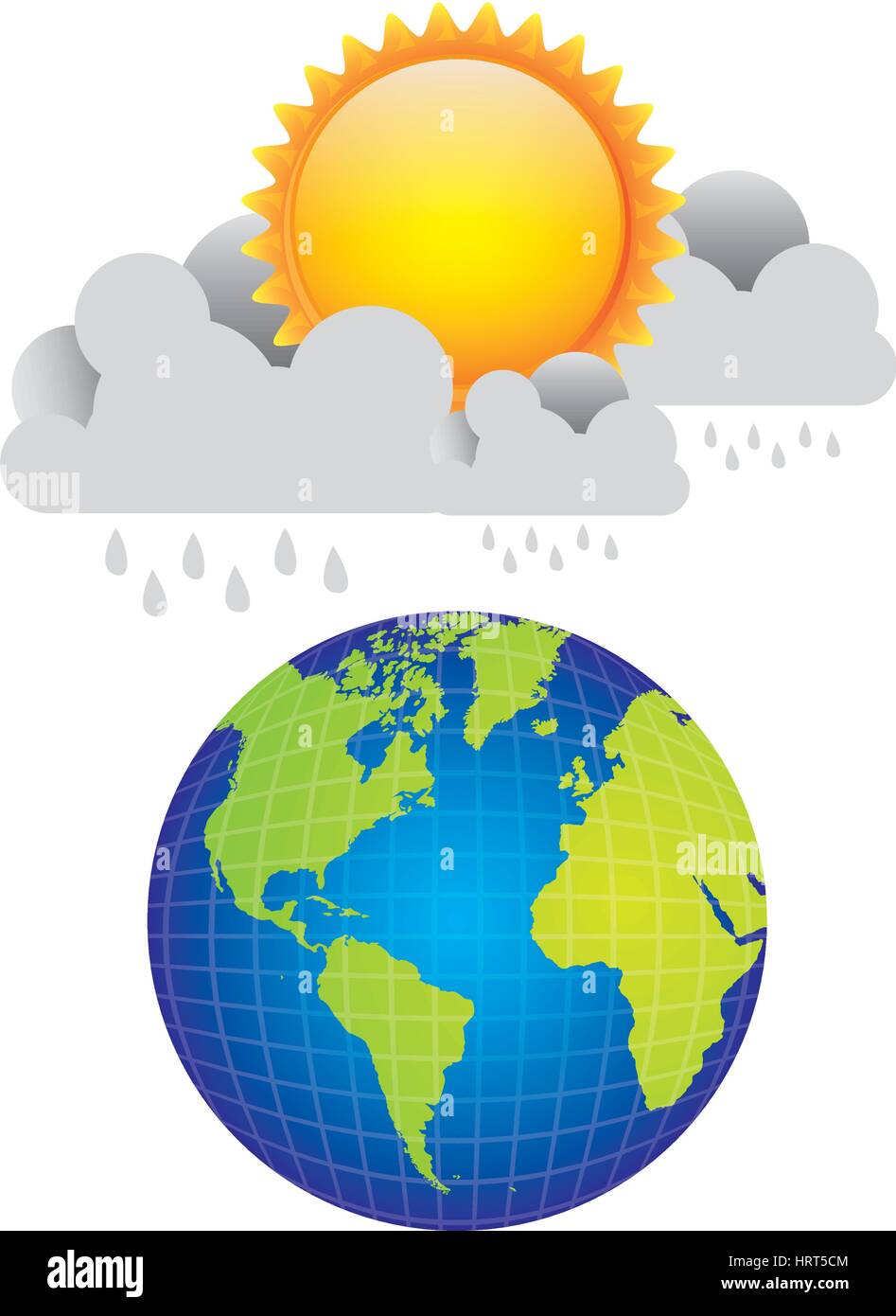 earth planet with cloud rainning and sun Stock Vector Image & Art - Alamy