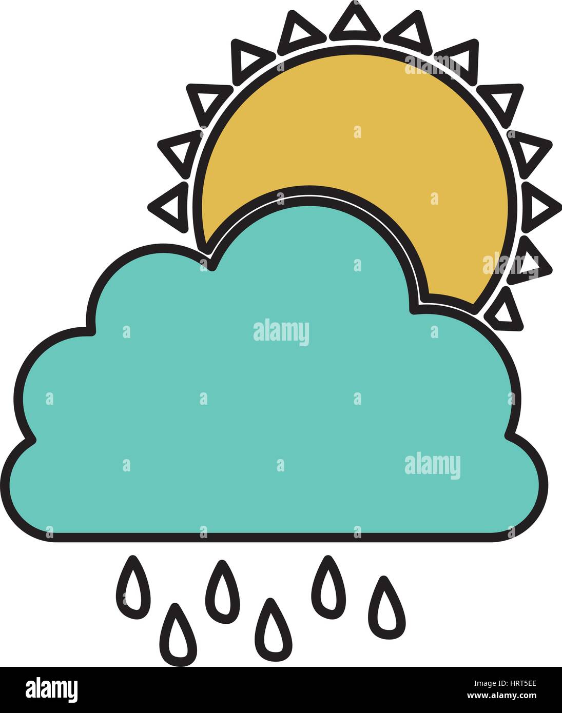 color cloud rainning with sun icon Stock Vector Image & Art - Alamy