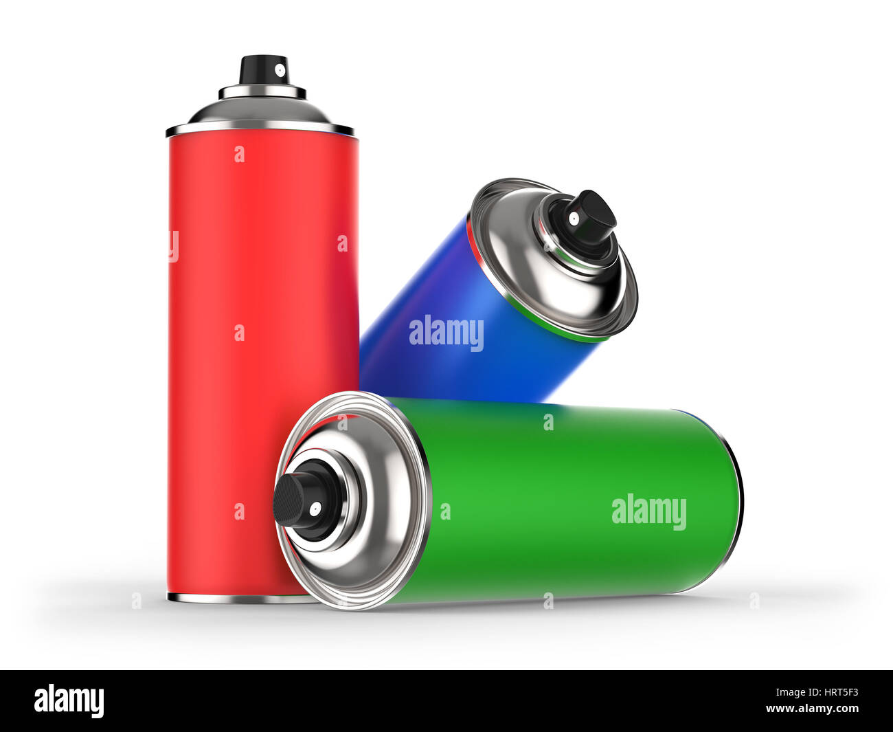Colorful aerosol cans isolated on white background 3D rendering Stock ...