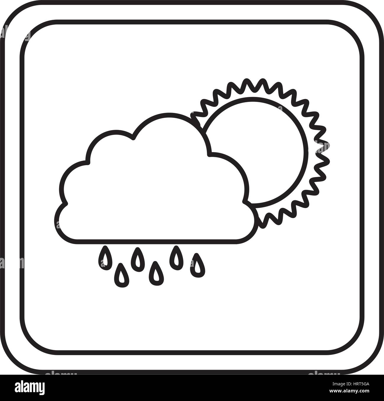 emblem cloud rainning with sun icon Stock Vector Image & Art - Alamy