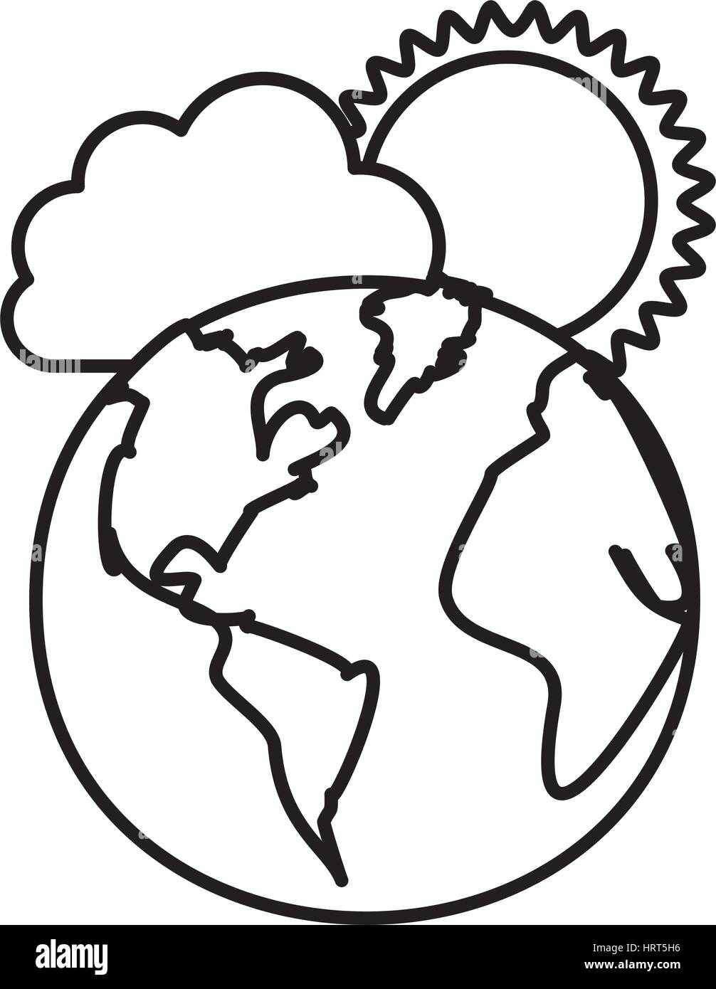 figure earth planet with cloud and sun Stock Vector Image & Art - Alamy