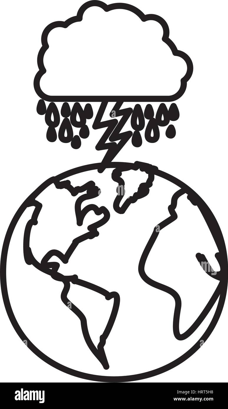 figure earth planet with cloud rainning and ray Stock Vector Image ...