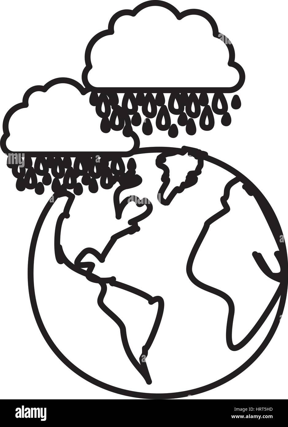 figure earth planet with clouds rainning icon Stock Vector Image & Art ...