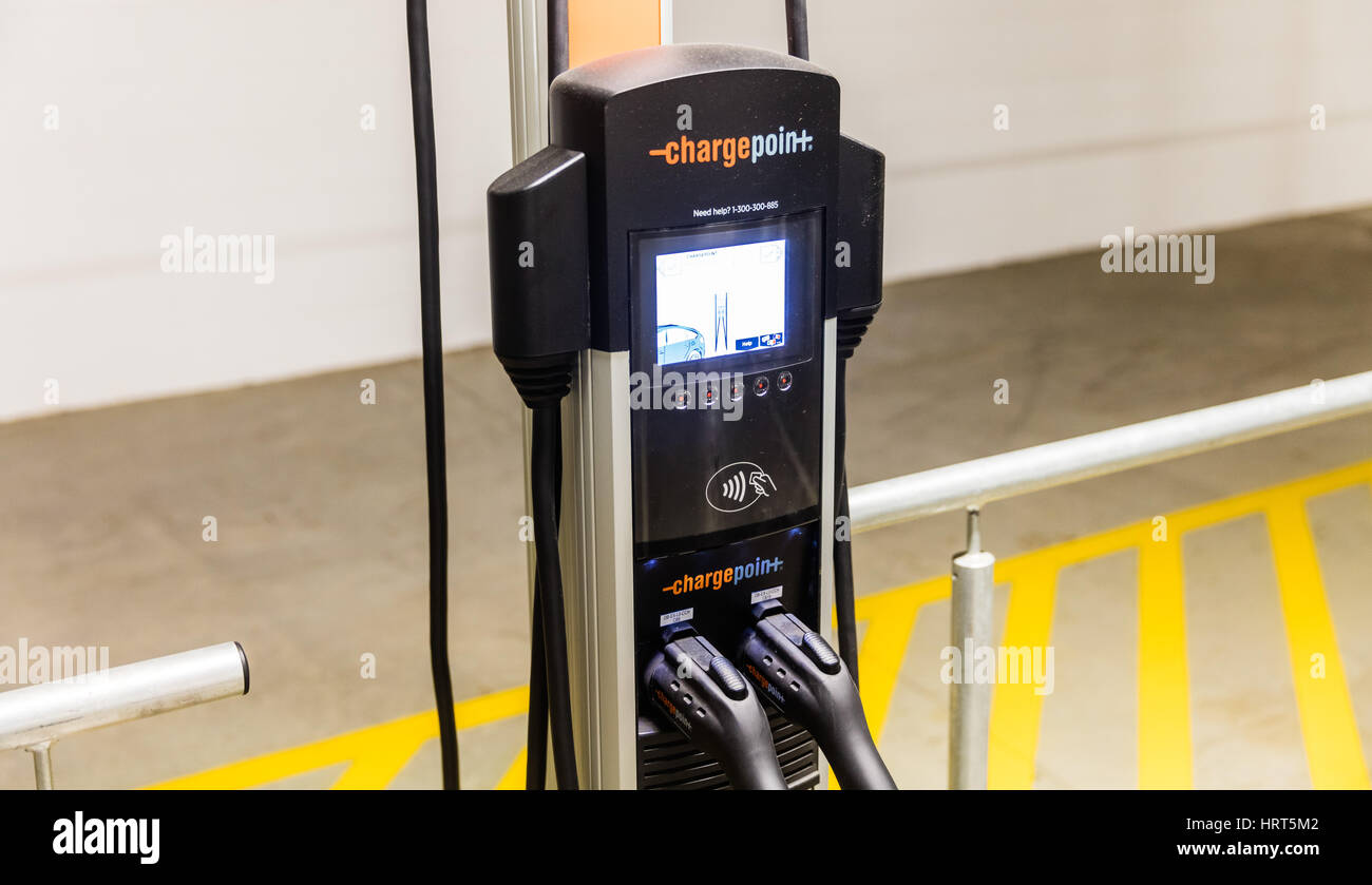 Chargepoint electric car charging points in a car park Stock Photo Alamy