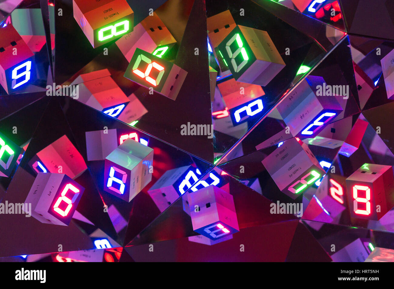 An Artwork by Japanese Artist Tatsuo Miyajima.  The numbers represent people. Stock Photo