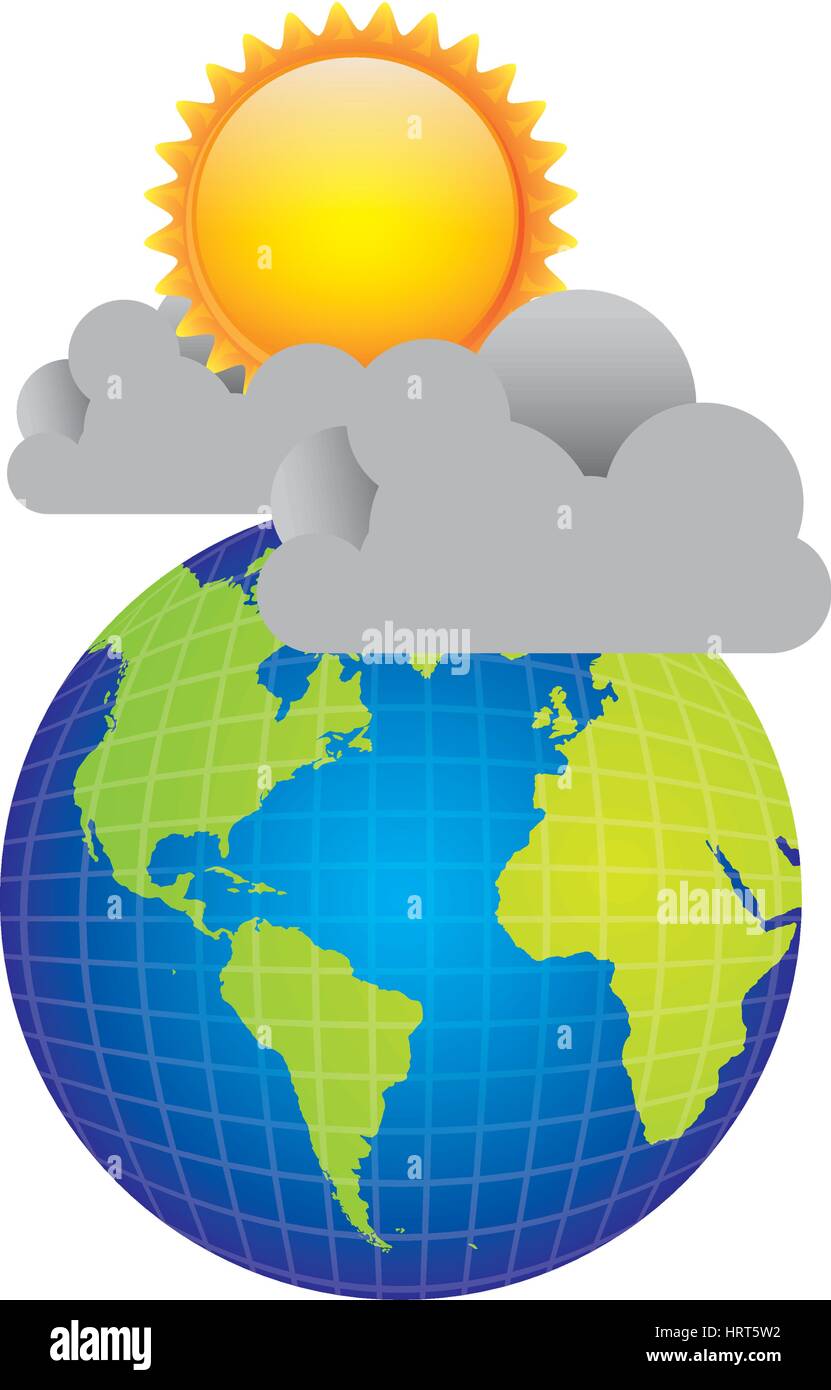 colorful earth planet with cloud and sun Stock Vector Image & Art - Alamy