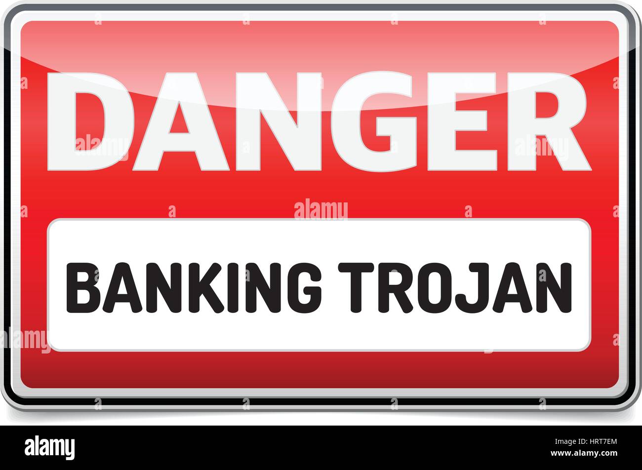 Banking Trojan - Warning sign - bank account hacking, email viruses and fraud concept Stock Vector