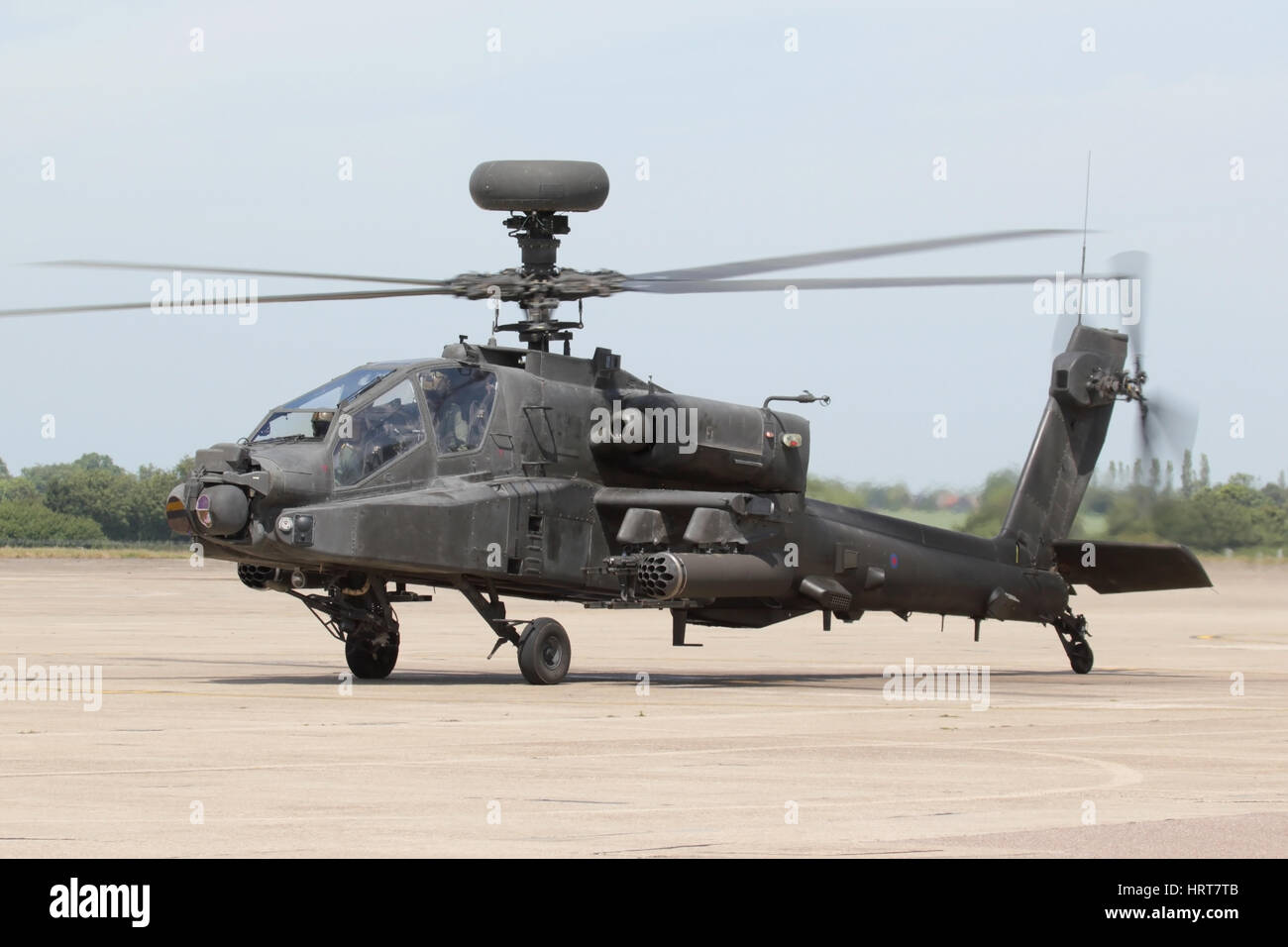 Army Air Corps solo display Apache taxiing out prior to a  demonstration given to the media at Wattisham. Stock Photo