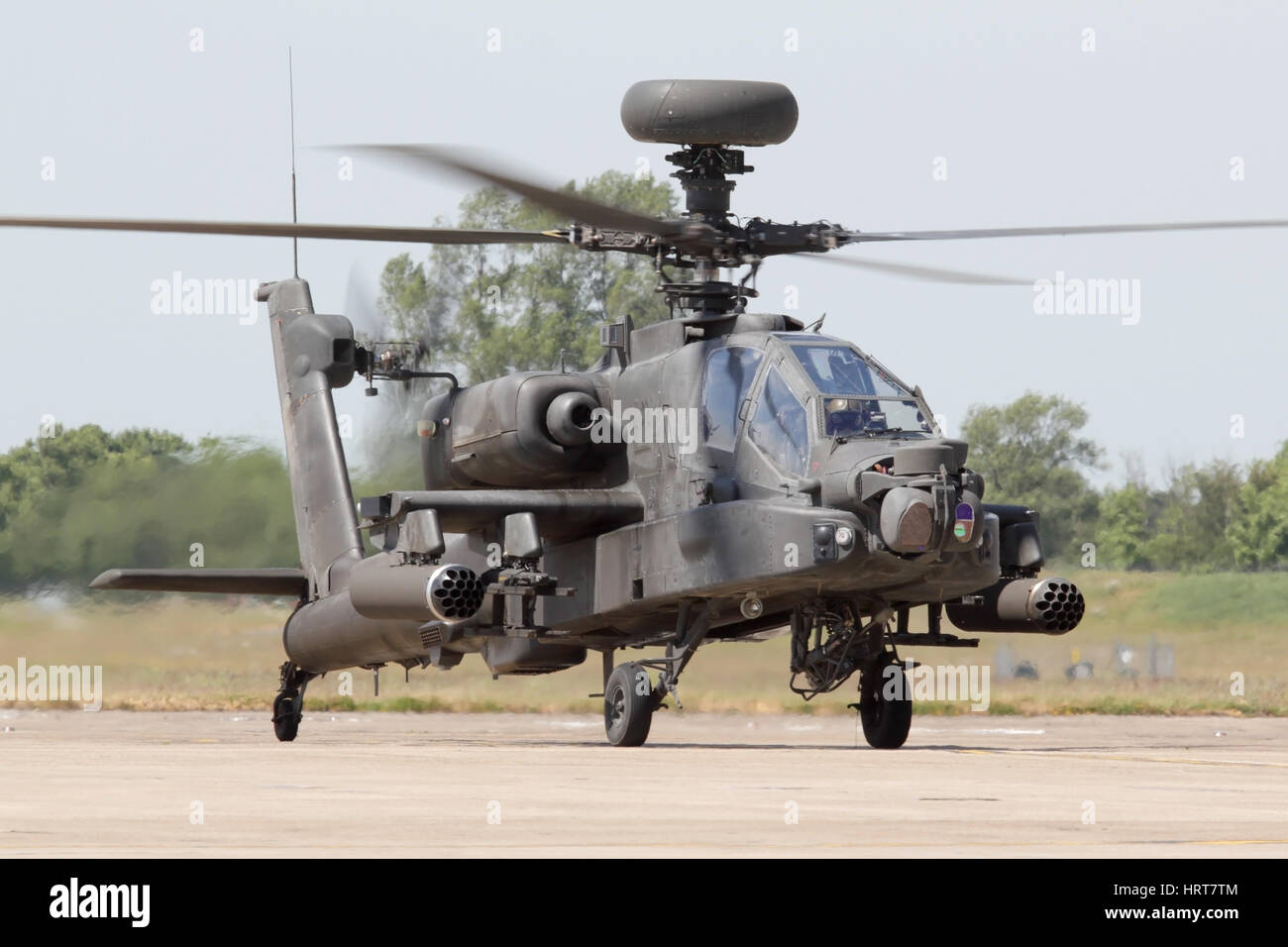 Army Air Corps solo display Apache taxiing in after a demonstration to the media at Wattisham. Stock Photo