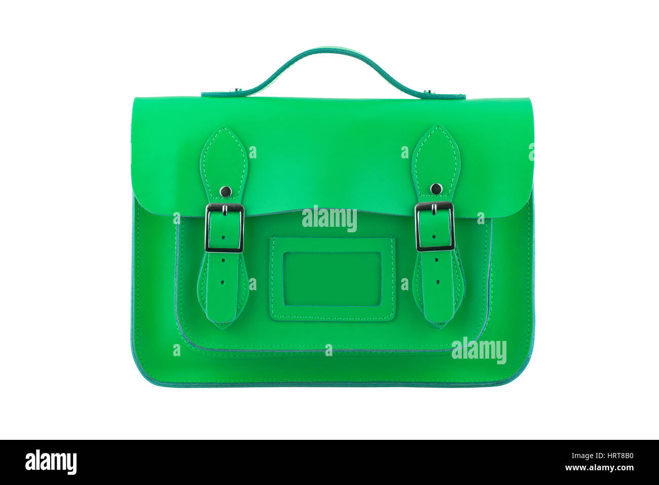 Green Satchel isolated on a white background Stock Photo