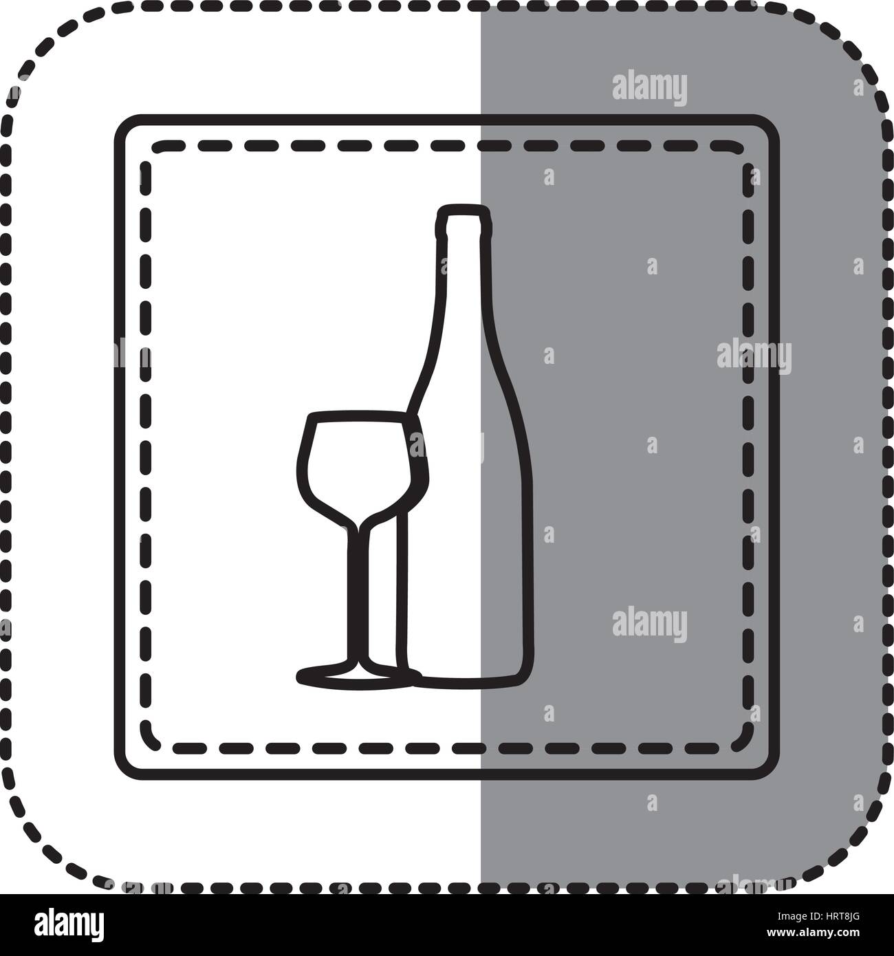 contour emblem wine bottle with glass icon Stock Vector Image & Art - Alamy