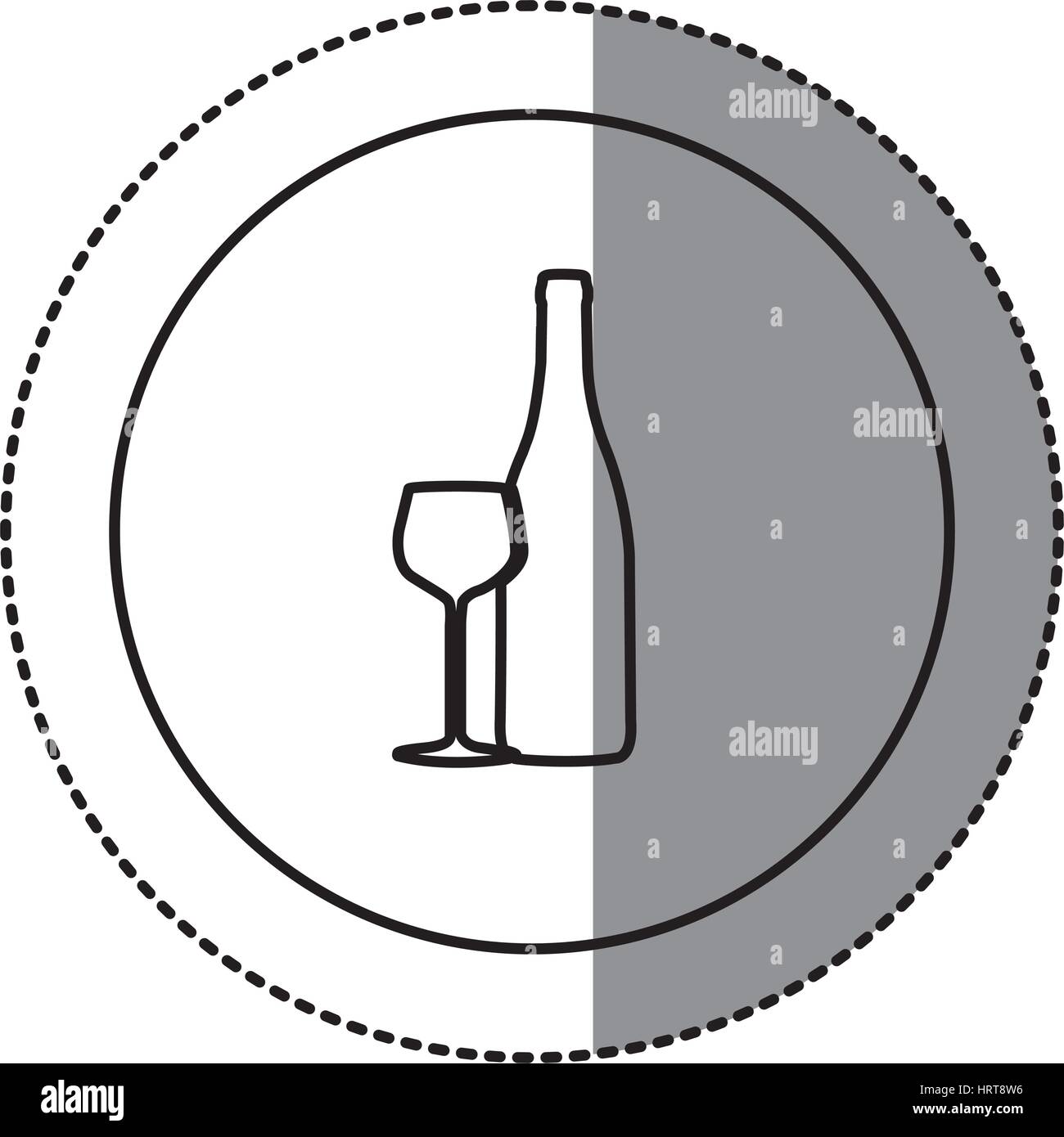 silhouette emblem wine bottle with glass icon Stock Vector Image & Art ...