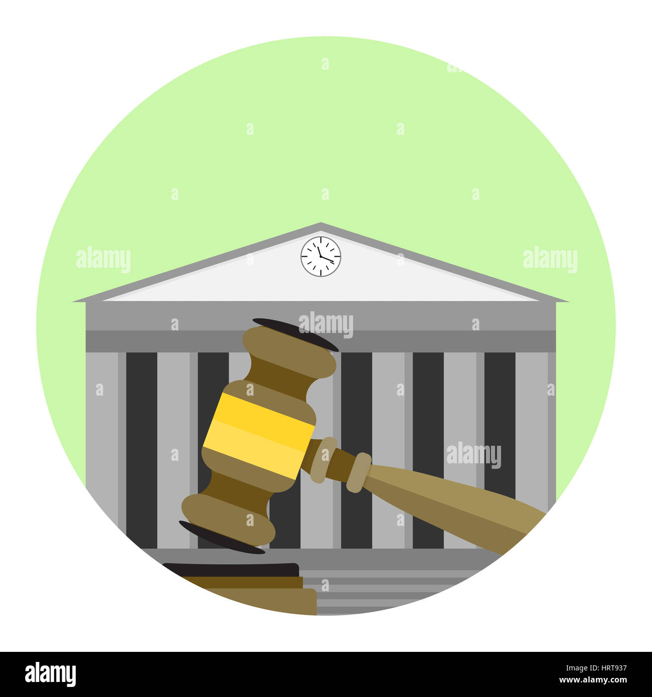 Court icon vector. Courthouse legitimate and gavel illustration Stock Photo