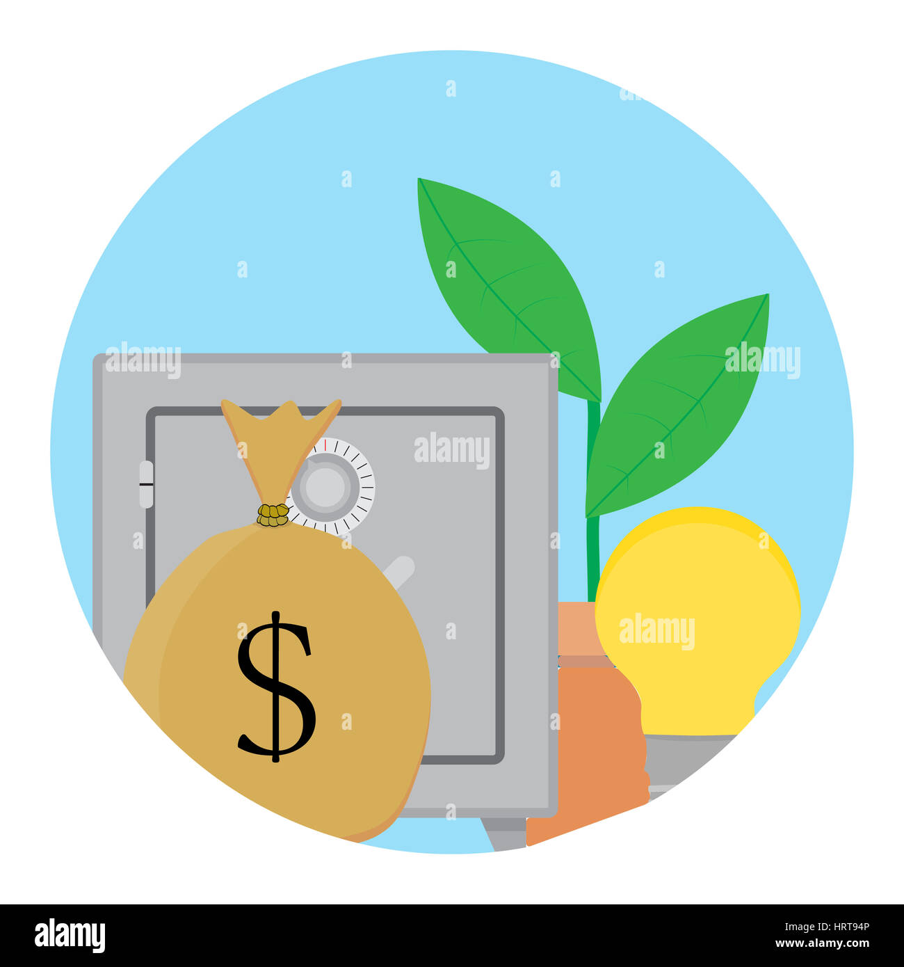 Successful capitalization funds icon. Profit growth on deposit box. Vector illustration Stock Photo