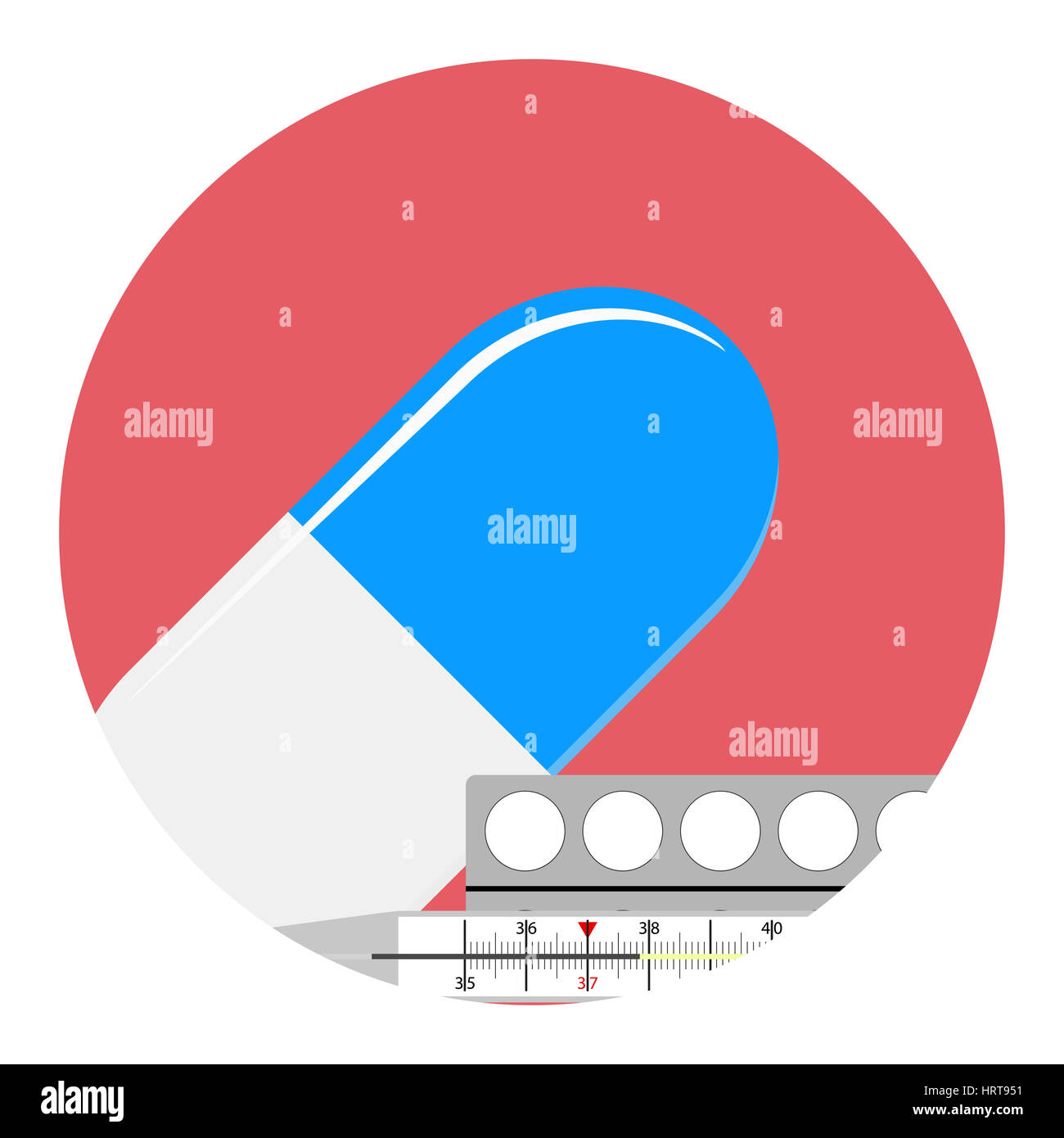 Antipyretics medication vector icon. Urgent medical aid illustration Stock Photo