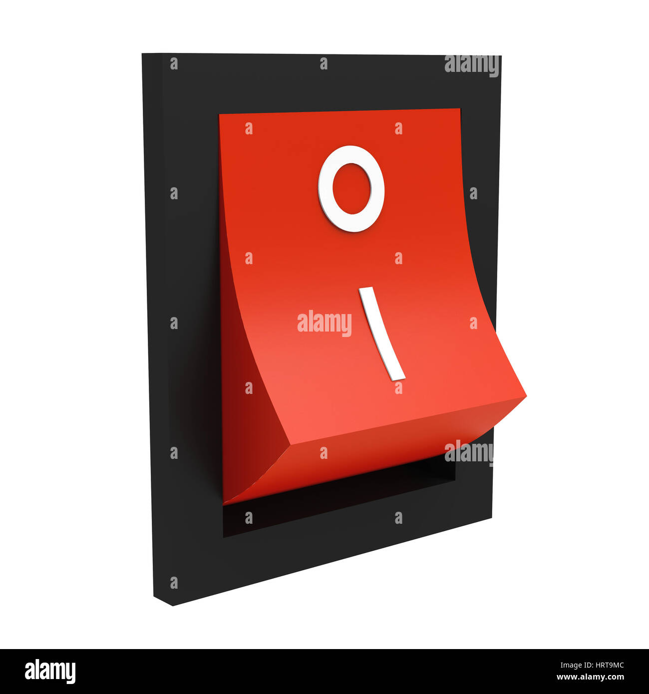 Red electric switch off position isolated on white background 3D rendering Stock Photo