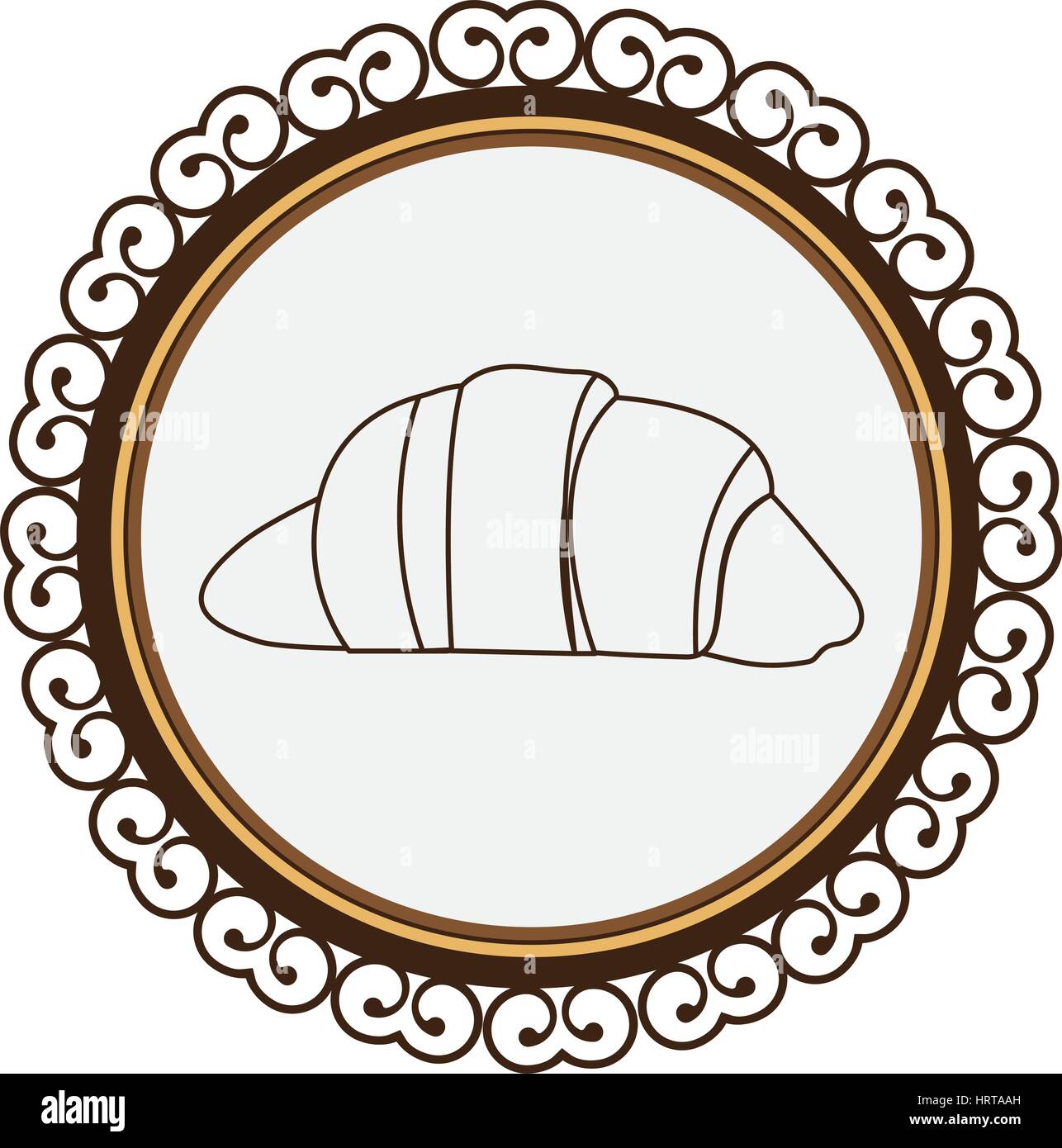 decorative frame with silhouette croissant bread icon food Stock Vector ...
