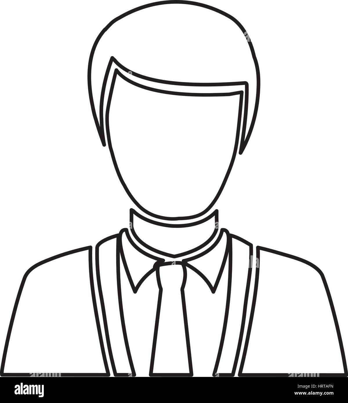 monochrome half body silhouette man faceless Stock Vector