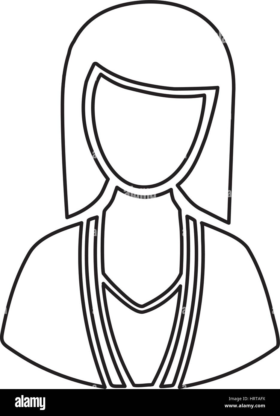 monochrome half body silhouette woman faceless Stock Vector