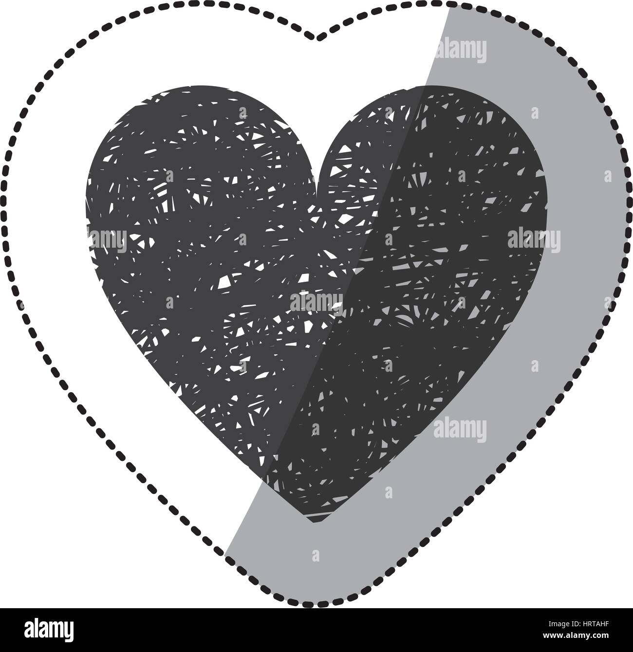 black sticker silhouette of icon heart hand drawn Stock Vector Image ...