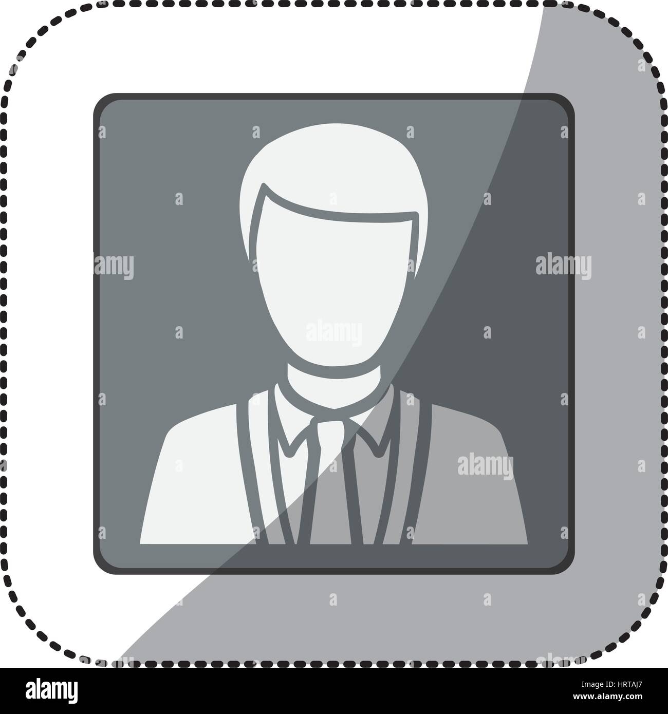grayscale sticker of square frame half body silhouette man faceless Stock Vector