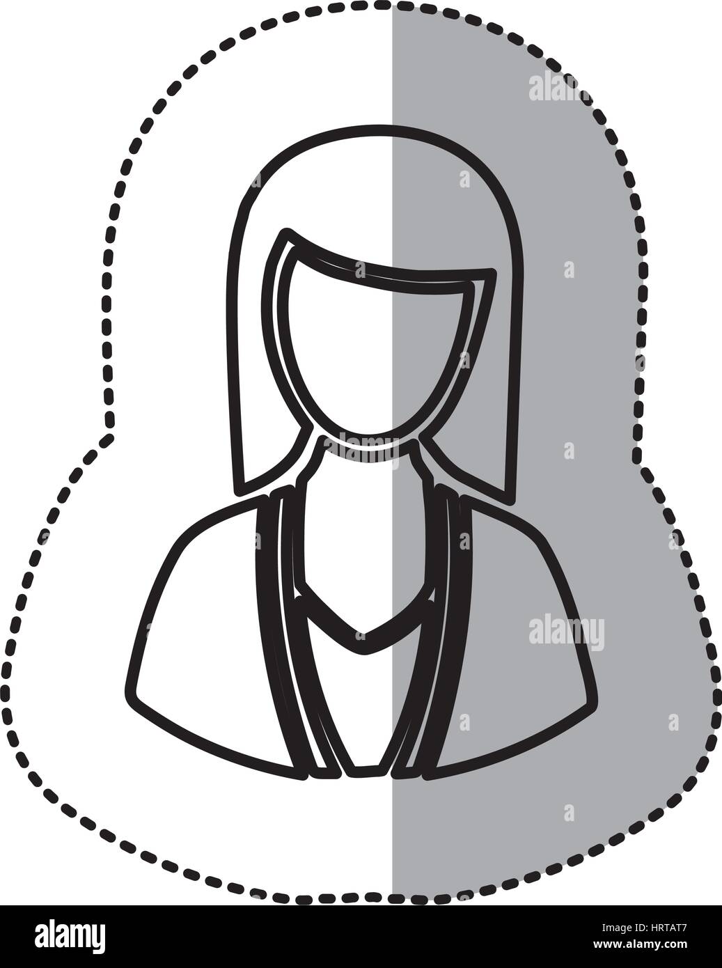 sticker monochrome half body silhouette woman faceless Stock Vector
