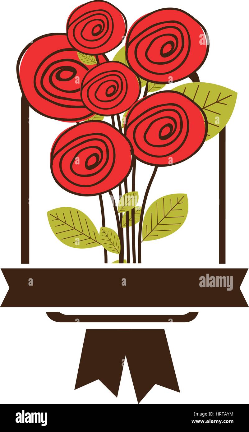 colorful decorative bouquet of rose with ribbon Stock Vector Image ...