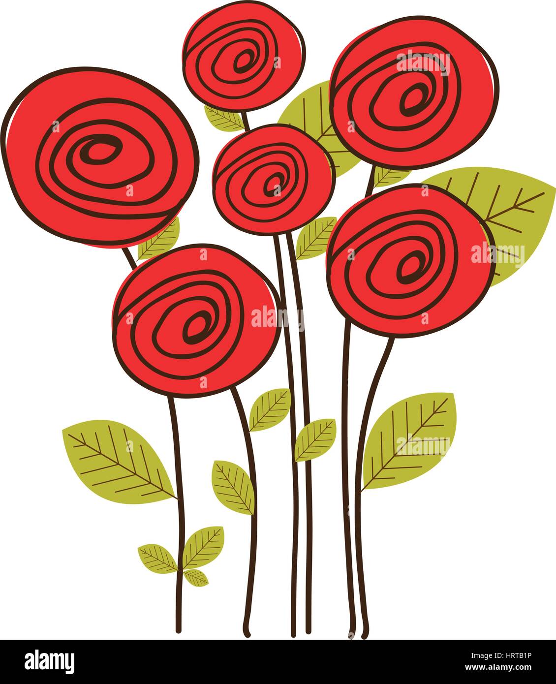 sketch colorful silhouette with bouquet of roses Stock Vector Image ...