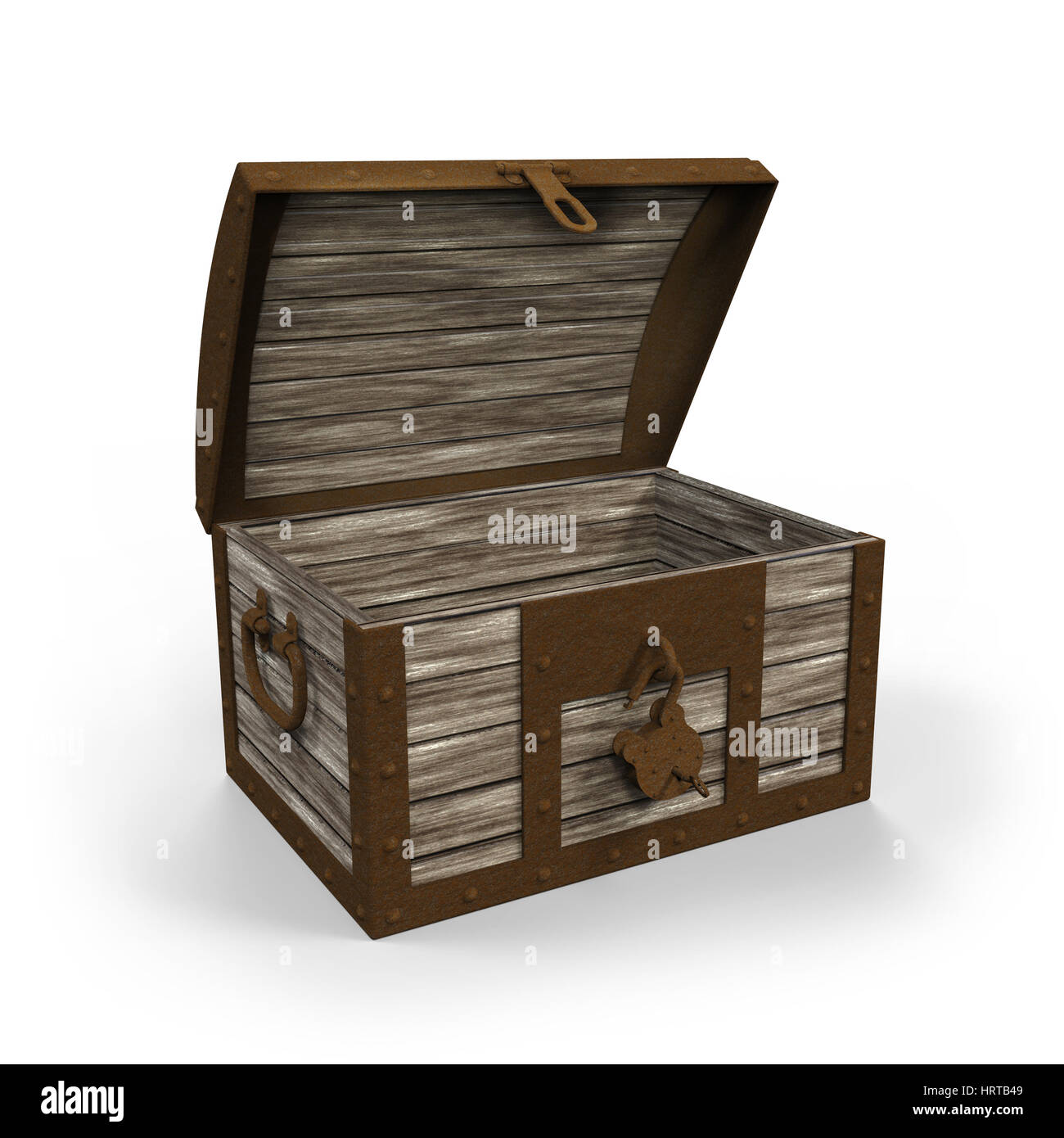 Treasure chest empty and open on white background 3D rendering Stock Photo